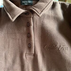 White Fox Boutique Brown Button-Up Hoodie